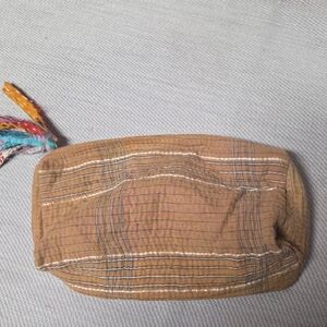 Brown Striped Kantha Pouch with Colorful Tassel #15